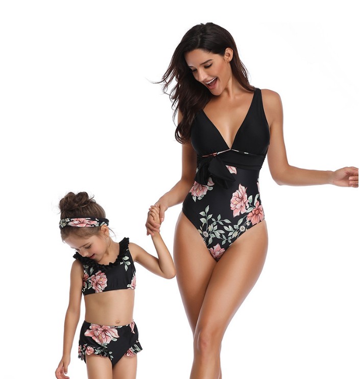 F4727-1 Mommy And Me Floral Printed Swimwear